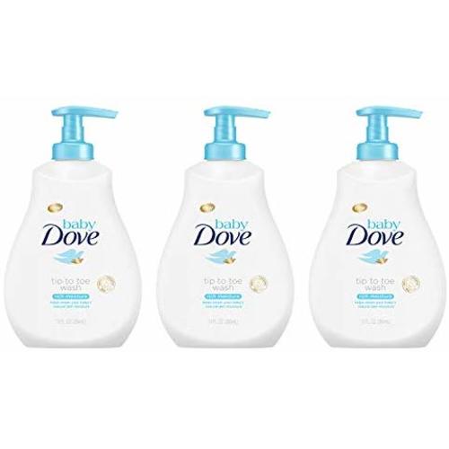 Baby Dove Tip to Toe Baby Wash and Shampoo For Baby's Skin Rich Moisture Washes Away Bacteria, Tear-Free and Hypoallergenic 13 oz 3 Count