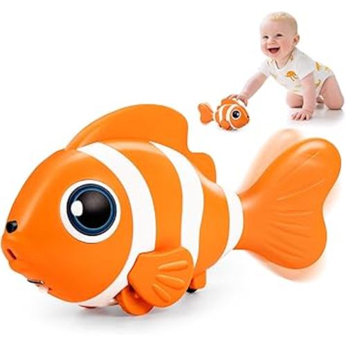 Crawling Fish Baby Toys, Novelty Tummy Time Toys for Babies 6-12 Months, Magic Swinging Fish Music Crawling Toys for Infant Toddler 12-18 Learning Crawl Walking Dancing 1st Valentines Days Gift