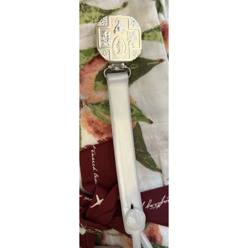 Cross Pacifier Clip White