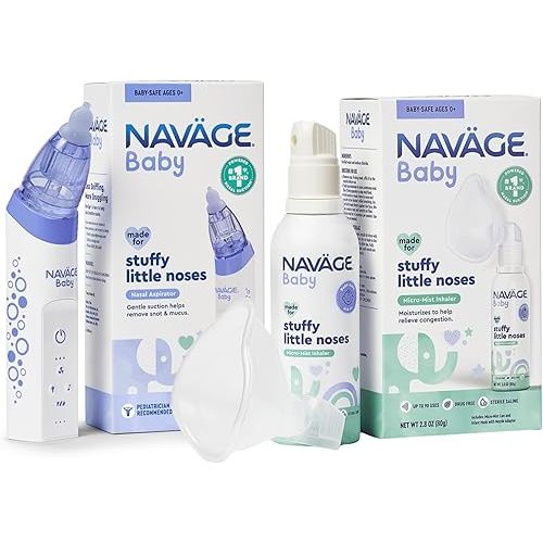 Naväge Baby Bundle: Baby Nasal Aspirator + Micro-Mist Inhaler - Gentle, Pediatrician Endorsed for Baby Congestion & Stuffy Noses