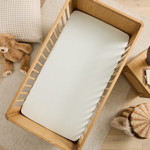 Organic Cotton Jersey Green Stripe Fitted Sheets Pack of 2 | Adairs