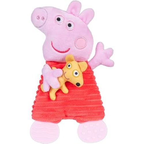 Kids Preferred Peppa Pig Teether Feet Blankey - 9.5 Inches, Embroidered Details, Textured Material, Soft Teethers & Crinkle for Babies 0 Months & Up
