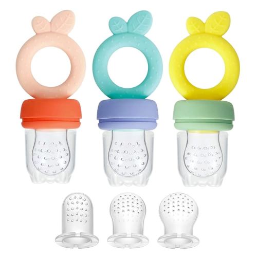 PandaEar 3 Pack Silicone Baby Fruit Food Feeder Pacifier with 3 Sizes Silicone Pouches, BPA Free Mesh Feeder for Infants : Amazon.com.au: Baby