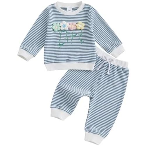 Socutebabe Little Girls Valentines Day Clothes Toddler Girl 3D Flower Long Sleeve Sweatshirt Pullover Top Pants Cute Outfit