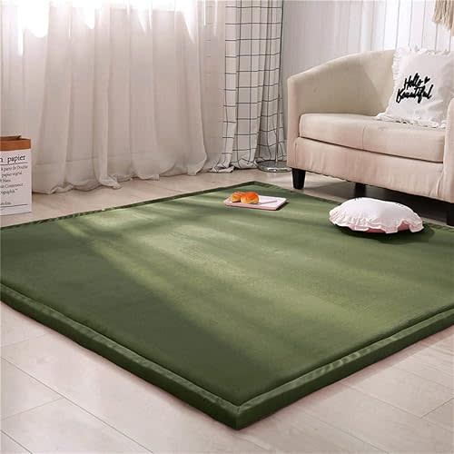 Large Baby Play Mat, 3cm Thick Floor Mats for Kids Toddlers Crawling, Tummy Time, Foldable Crawling Mat for Boy or Girl Child's Room, Bedroom, Playroom, Olive Drab, 150x200cm