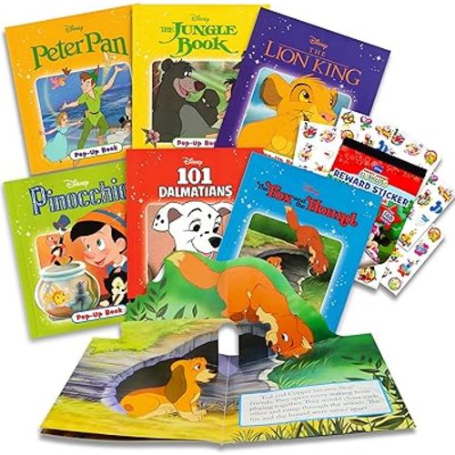Classics Storybook Collection Disney Pop Up Book Bundle ~ 6 Disney Bedtime Favorite Story Books | Disney Classic Books with Mickey Stickers (Disney Learning Books)