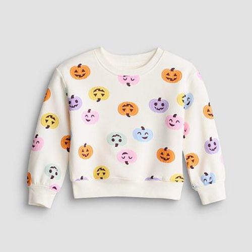 Baby & Toddler Girl Jumping Beans® Colorful Pumpkin Print Fleece Crew Sweatshirt
