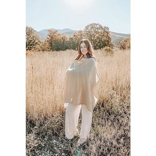 Konssy Muslin Nursing Cover for Baby Breastfeeding, Breathable 100% Cotton Breastfeeding Cover with Rigid Hoop for Mother Nursing Apron, Multi-use Carseat Canopy (Summer Wheat)