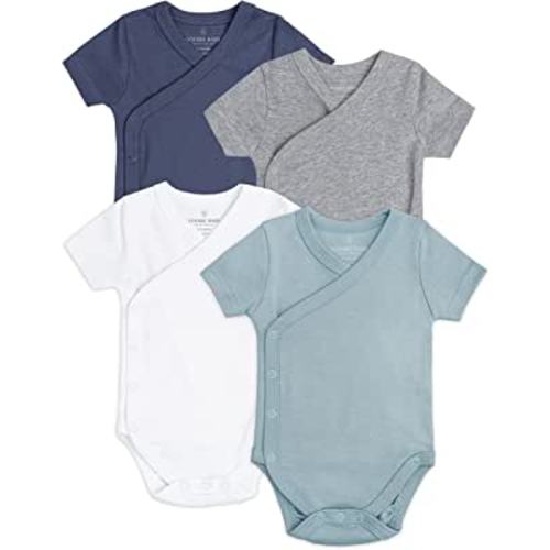 Amazon.com: Baby Side Snap Bodysuit Set, 100% Cotton Boy Girl Unisex Kimono Onesie, 4 Pack: Clothing, Shoes & Jewelry
