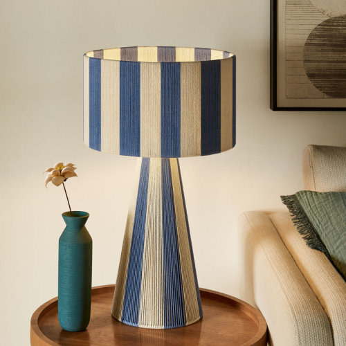 Modway Renae Handwoven Cotton Thread Striped Table Lamp | Wayfair