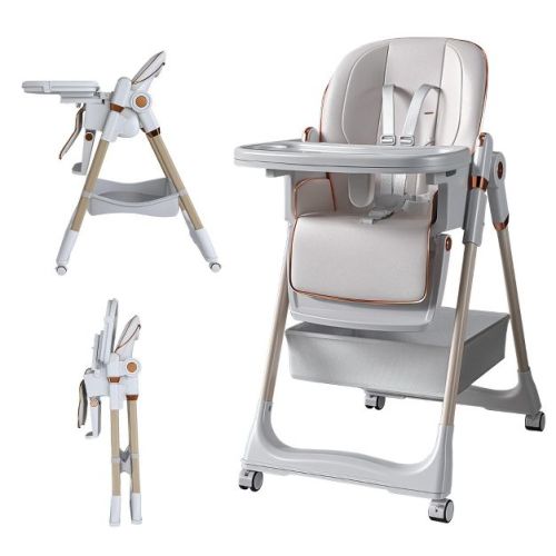 CIPACHO Adjustable Baby High Chair (0-6 Years) - Portable Feeding Seat with Safety Belt, Silent Lockable Wheels & Easy-Clean (White)