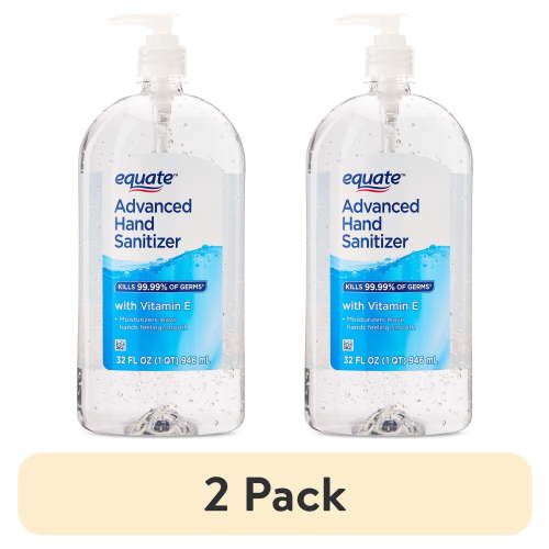 (2 pack) Equate Advanced Hand Sanitizer with Vitamin E, 32 fl oz