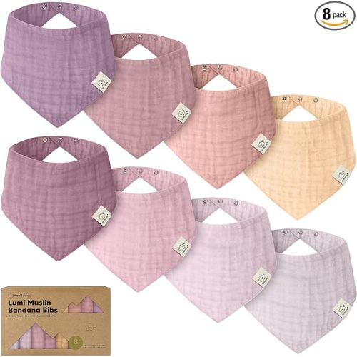 8-Pack Muslin Baby Bibs for Drooling, Teething – Muslin Bandana Drool Bibs for Baby Boys, Girls, Newborn, Teething Toddlers, Infant 0-36 Months, Soft Cotton Extra Absorbent (Lavender)