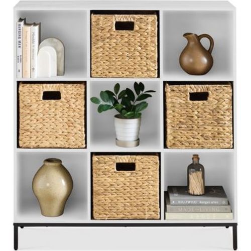 Best Choice Products Elevated 9-Cube Storage Organizer, 11in Shelf, Bookcase, Display Shelf, w/ Metal Legs White