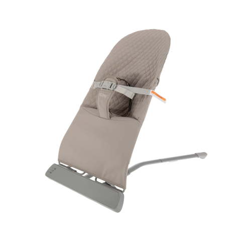 Nuby Portable Baby Bouncer Seat with Sounds and 3-Point Harness, Beige