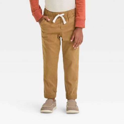 Toddler Boys' Woven Jogger Pants - Cat & Jack™ Dapper Brown 2T: Cotton-Spandex Blend, Elastic Waist, Reinforced Knees