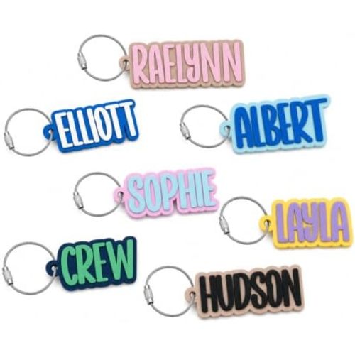 Personalized Backpack Name Tags, Kids Custom Backpack Keychains, Name Tags, Diaper Bag Tags, Lunch Box Keychain