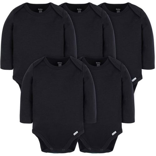Gerber Baby Long Sleeve Solid Onesies Multi-pack Interlock 180 Gsm