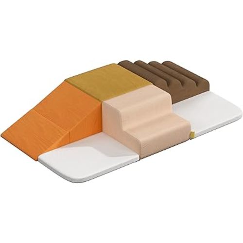 BanaSuper Lot de 6 blocs de mousse d'escalade pour enfants – Jouets d'activité d'intérieur doux pour les tout-petits, développement moteur brut et coordination (coloré)
