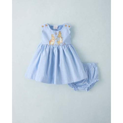 Baby Girls Peter Rabbit™ Glitter Scalloped Chambray Dress - Multi