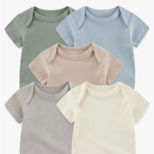Baby Bodysuits Ribbed Mix Summer Newborn Boy Girl Clothes 5-pack