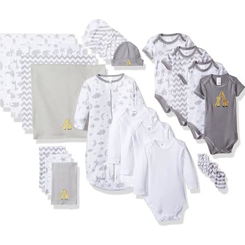 Spasilk Baby Essential 23 Piece Layette Set for Newborns and Infants, 0-6 Months, Grey Celestial