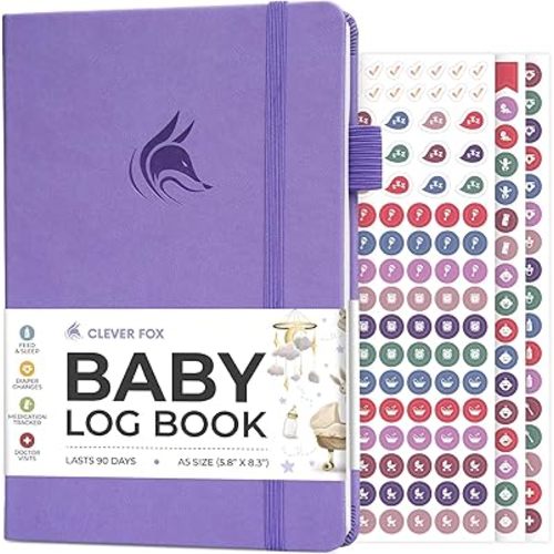 Clever Fox Baby Log Book – Daily Feeding & Sleep Tracker Journal – Medical Care Newborn Record, Gifts for New Parents & Baby Registry (Lavender)