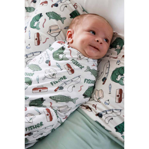 Personalized Swaddle Blanket in Off the Hook | Caden Lane