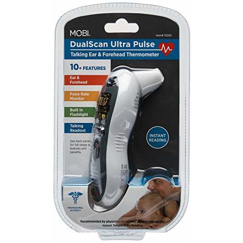 MOBI Ultra Pulse Talking Ear and Forehead Thermometer with Pulse Meter, High Fever Indicators and 3 Languages