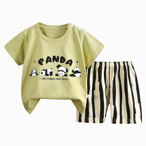 Hessimy Toddler Boy Clothes Summer Outfits Cotton Short Sleeve T-Shirt & Shorts Set,Premium Cotton（Light Green,3-6 Months)