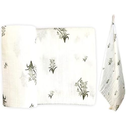 Leyl&Ari Baby Swaddle Blanket & Lovey Set | Newborn Receiving Blanket Paci Holder Set (Bluebells)