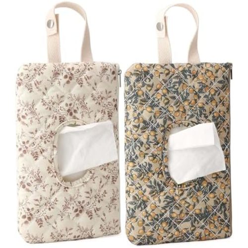 Diaper And Wipes Pouch, Quilted Baby Wipe Holder Floral Diaper Bag For Travel Stroller (2Pc Mix)