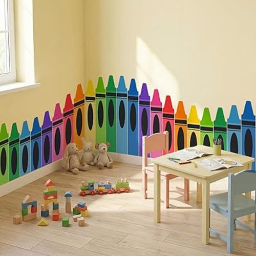 Gilprop 9.8 ft Colorful Crayon Classroom Wall Decor Fabric Back to School Classroom Wall Decoration Backdrop with Adhesive Dots Cuttable Crayon Bulletin Board Decoration for Preschool Graduation