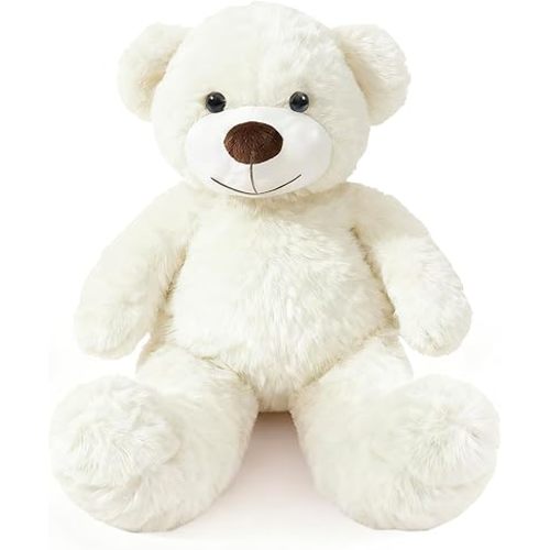Plush Teddy Bear, 17.7 inch, Soft Stuffed Animal Toy, Available in White, Blue, Pink, Gray, Brown, Purple (Cream)
