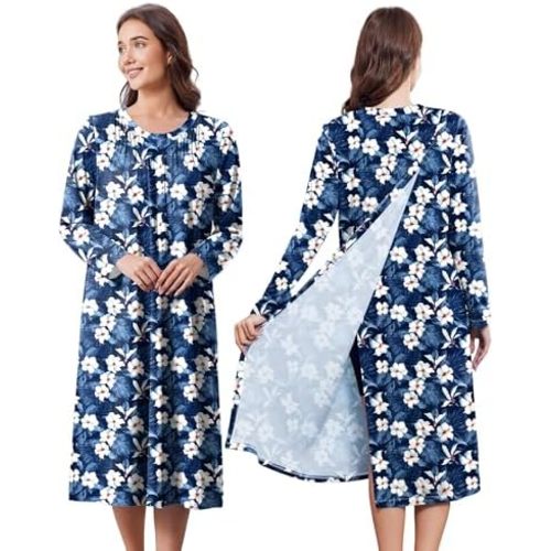 Deyeek Hospital Gowns for Women Post Shoulder Surgery Open Back Adaptive clothing lounge dress for Patients&Seniors Nightgown