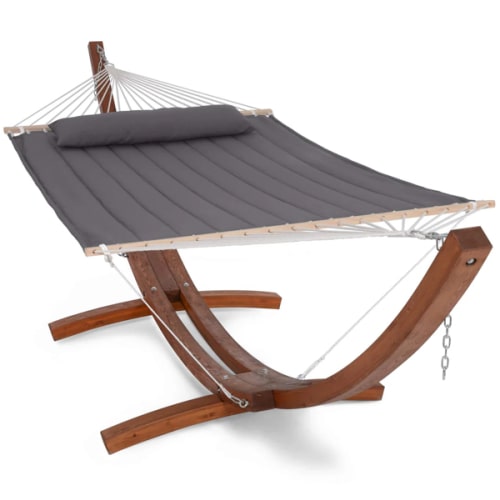 2 Person Large Quilted Hammock with 14 Ft Wooden Arc Stand| SUNCREAT