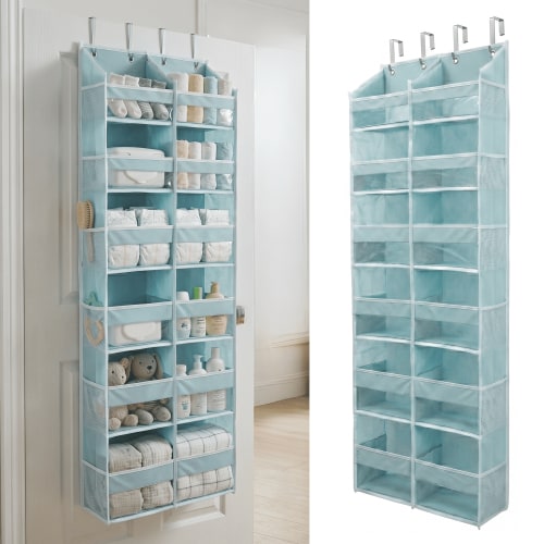 HOMELUX THEORY Heavy Duty Over the Door Organizer - Extra Wide Closet Organizers And Storage, Hanging Storage Door for Bedroom & Baby Nursery, 1PC Baby Blue