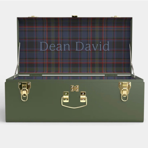 Petite Trunk - Hunter green trunk - plaid inside // personalized name