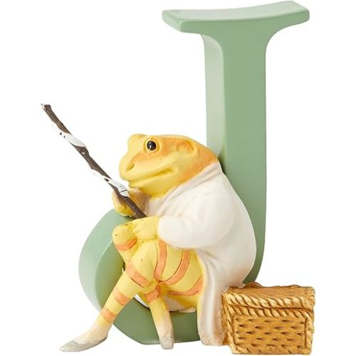 Enesco Beatrix Potter Alphabet Collection Letter J Mr. Jeremy Fisher Figurine, 2.72 Inch, Multicolor