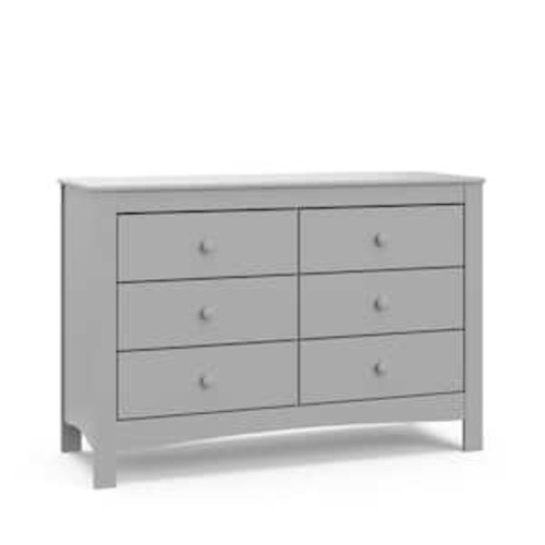 Noah Pebble Gray 6 Drawer Double Kids Dresser (47.24 in. W x 17.52 in. D x 31.97 in. H)