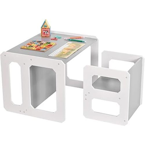 Kids Table and Chair Set X-Large for Toddler, Wooden Toddler Activity Desk Group for Nursery, Bedroom, Activity Room, Children's Furniture, Gift for Boy & Girl for Read, Play