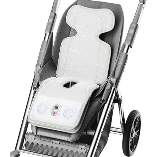 PANERGY Baby Stroller Cooling Pad, 3D Breathable Carseat Cooling Pad with 2 Built-in Blower, Max 10H Ventilation 3 Speeds 10000mAh Rechargeable Cooling Mat Liner for Toddler Baby Summer Essentials