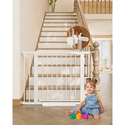InnoTruth 29.6-39.1 in Wide Baby Gate for Stairs and Doorways, White
