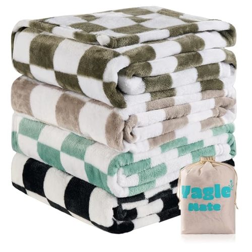 4 Pcs Baby Blankets,Fleece Checkered Baby Blanket, Cozy and Fluffy Crib Blankets for Boys- Toddler Receiving Blankets 30×40