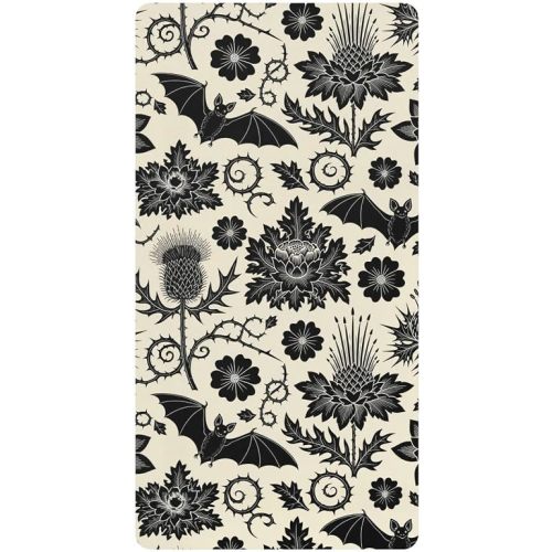 Gothic Flowers Bats Beige Pattern 1 Pack Baby Cotton Fitted Crib Sheet for Boys Girls Soft Breathable Mattress Cover for Standard Crib Baby Bed Toddler Mattress 52" x 28"