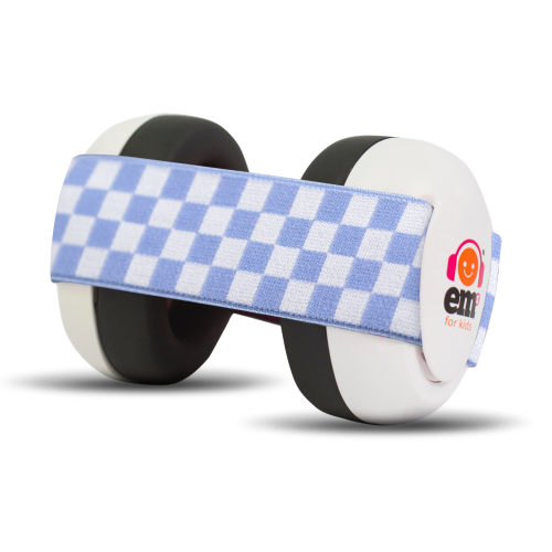 BABY Earmuffs - Blue/White on White