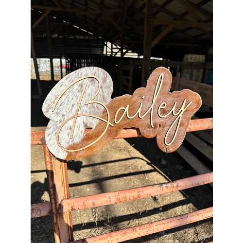 Custom Genuine Cowhide Name Sign
