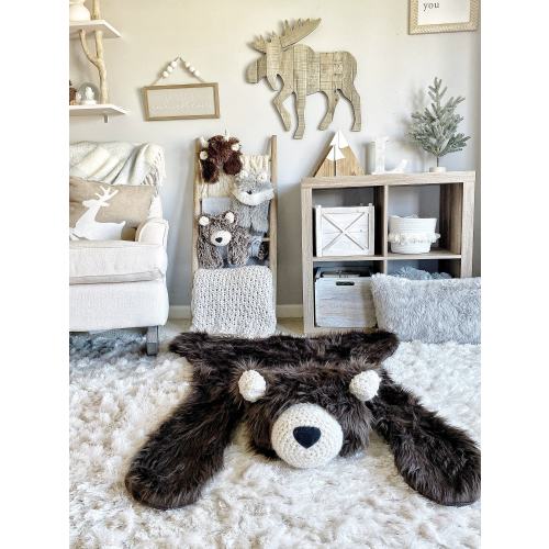 Brown Grizzly Bear Nursery Rug, Woodland Décor