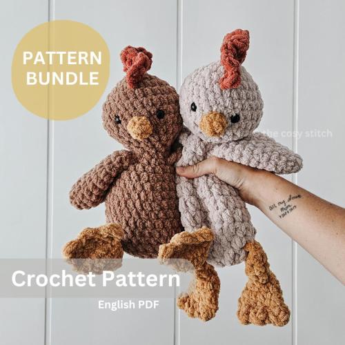 Pattern Bundle: Cooper the Chicken Crochet Stuffie + Snuggler Bundle (PDF Patterns)