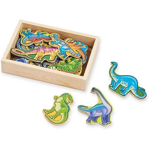Melissa & Doug Magnetic Wooden Dinosaurs in a Wooden Storage Box (20 pcs)